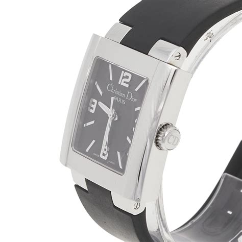 Christian Dior Black Stainless Steel Rubber Riva D101